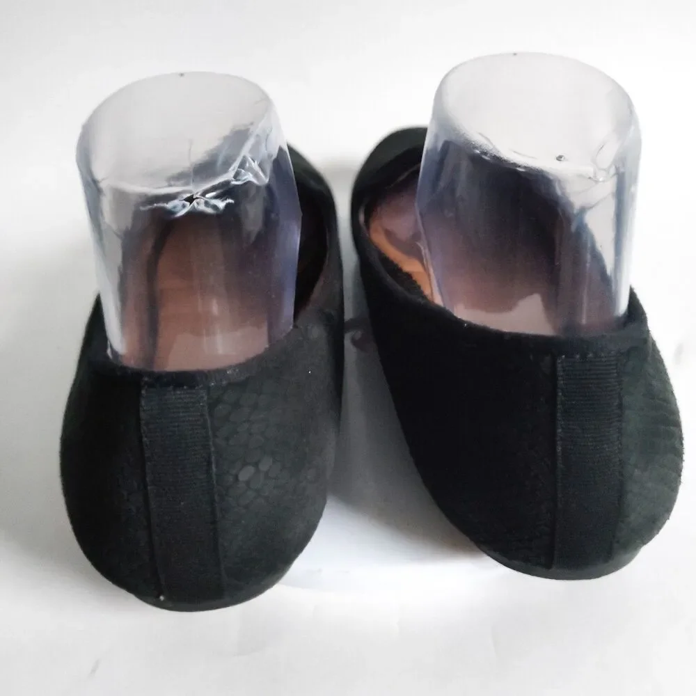 Kelly & Katie Black Leather Slip On Comfort Snakeskin Embossed Loafers Size‎ 9.5